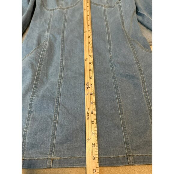 Nichole Lynel Denim Off Shoulder Sweetheart Neckline Puff Sleeve Mini Dress NWT - Picture 5 of 14